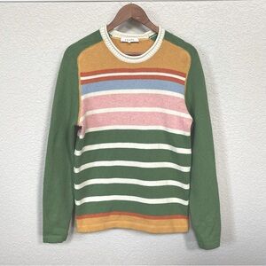 Frame green striped crewneck classic camp pullover sweater